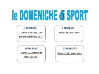 FEBBRAIO 2020 Domeniche di SPORT